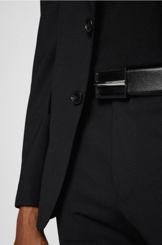Hugo Boss nyomott bőr öv polírozott logó csattal hugo fekete 80P65366 fekete