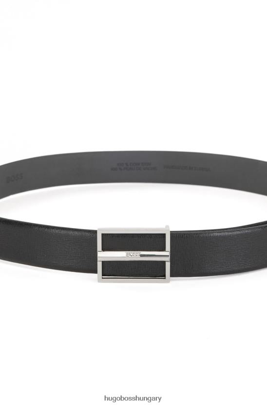 Hugo Boss nyomott bőr öv polírozott logó csattal hugo fekete 80P65366 fekete