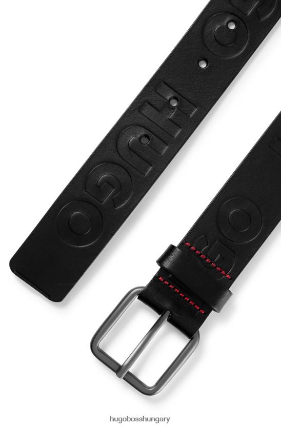 Hugo Boss olasz bőr öv emed logóval 80P65089 fekete