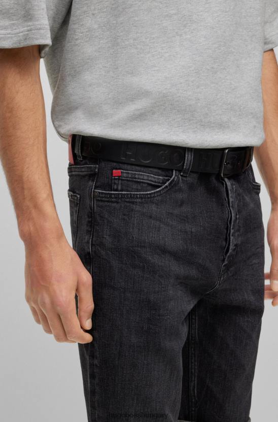 Hugo Boss olasz bőr öv emed logóval 80P65089 fekete