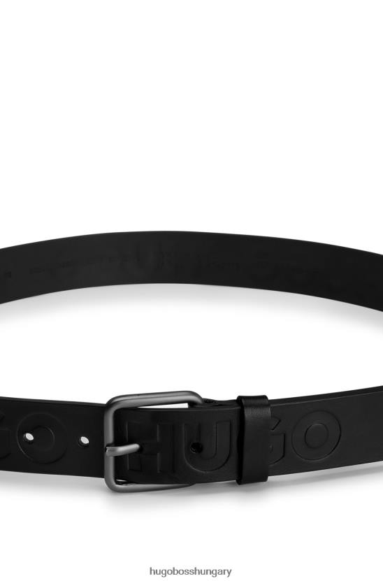 Hugo Boss olasz bőr öv emed logóval 80P65089 fekete