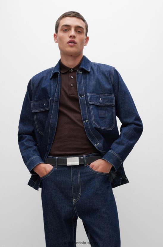 Hugo Boss olasz bőr öv logóval gravírozott plakett csattal fekete hugo 80P65181 fekete