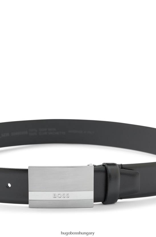 Hugo Boss olasz bőr öv logóval gravírozott plakett csattal fekete hugo 80P65181 fekete