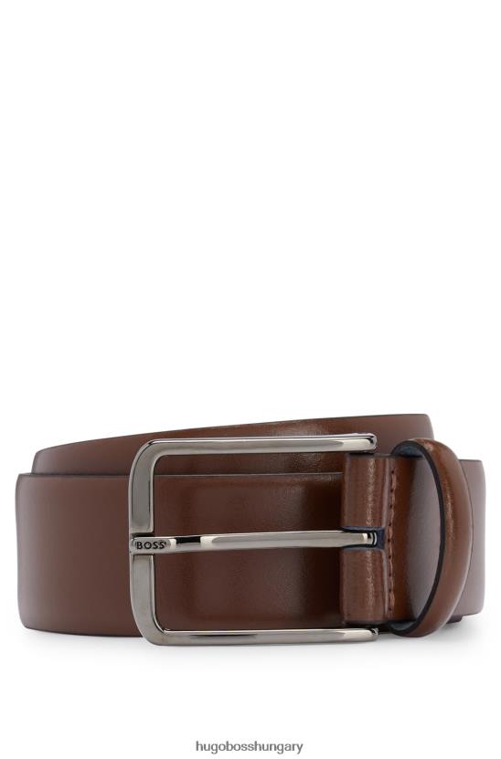 Hugo Boss olasz bőr öv logóval gravírozott tűs csattal barna hugo 80P65628 barna