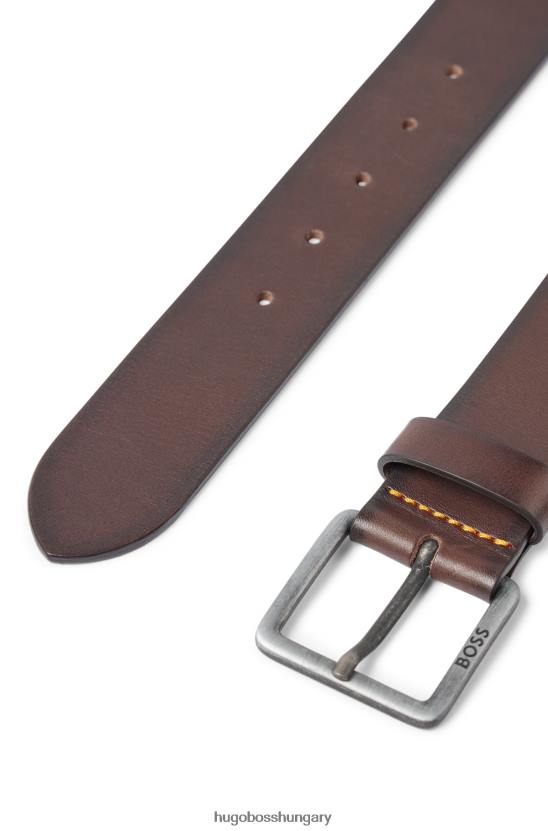 Hugo Boss sötétbarna hugo bőr öv logós csattal 80P65146 sötétbarna