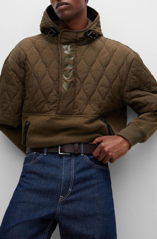 Hugo Boss sötétbarna hugo bőr öv logós csattal 80P65146 sötétbarna