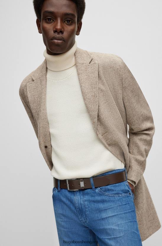 Hugo Boss sötétbarna hugo olasz bőr öv márkás fém szegéllyel 80P65229 sötétbarna