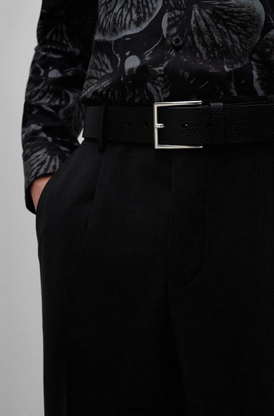 Hugo Boss szemcsés bőr öv logós tartóval hugo fekete 80P65435 fekete