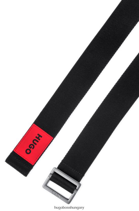 Hugo Boss vászon öv piros logóval fekete hugo címkével 80P65393 fekete