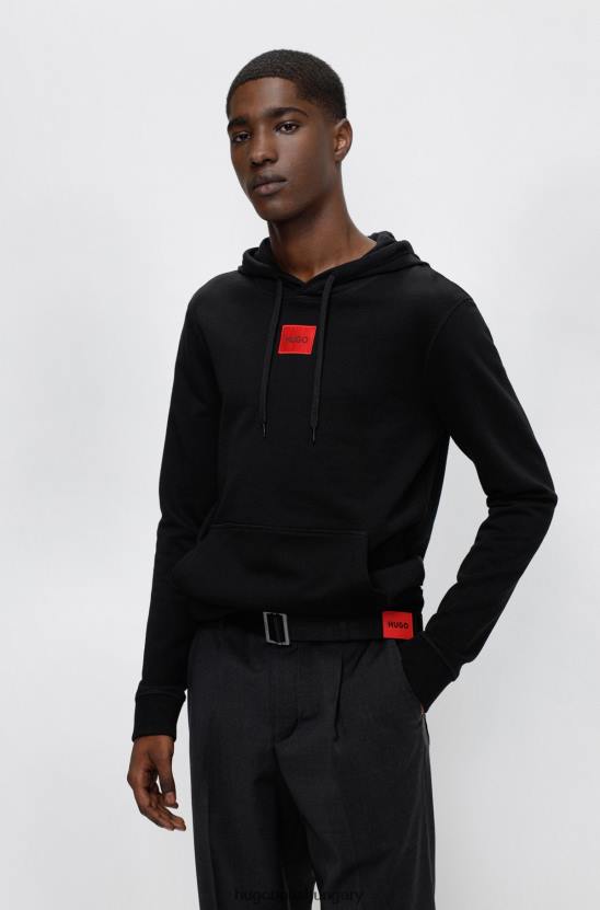 Hugo Boss vászon öv piros logóval fekete hugo címkével 80P65393 fekete