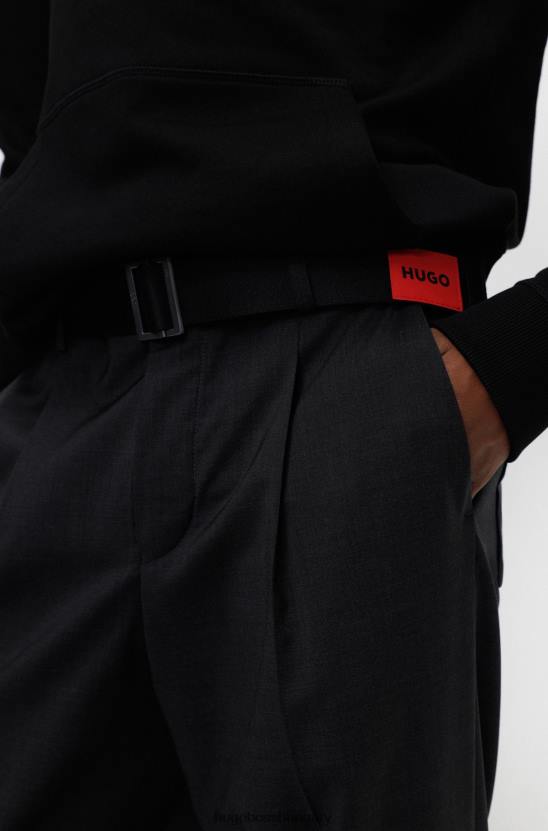 Hugo Boss vászon öv piros logóval fekete hugo címkével 80P65393 fekete