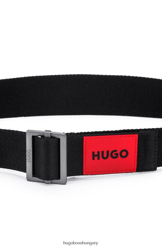 Hugo Boss vászon öv piros logóval fekete hugo címkével 80P65393 fekete