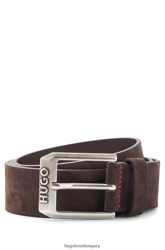 Hugo Boss velúr öv logós tűs csattal hugo sötétbarna 80P65255 sötétbarna