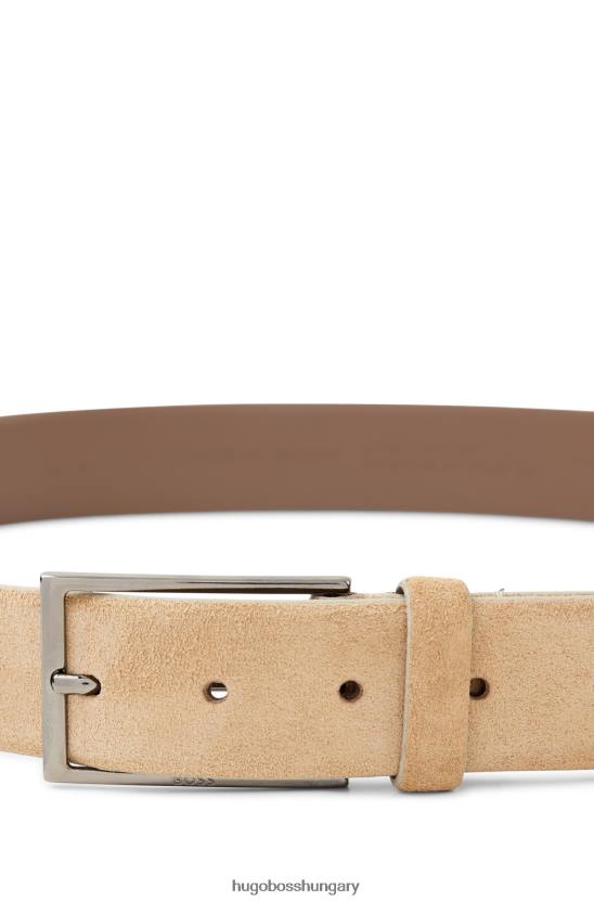 Hugo Boss velúr öv logóval és gunmetal csattal bézs hugo 80P65275 bézs