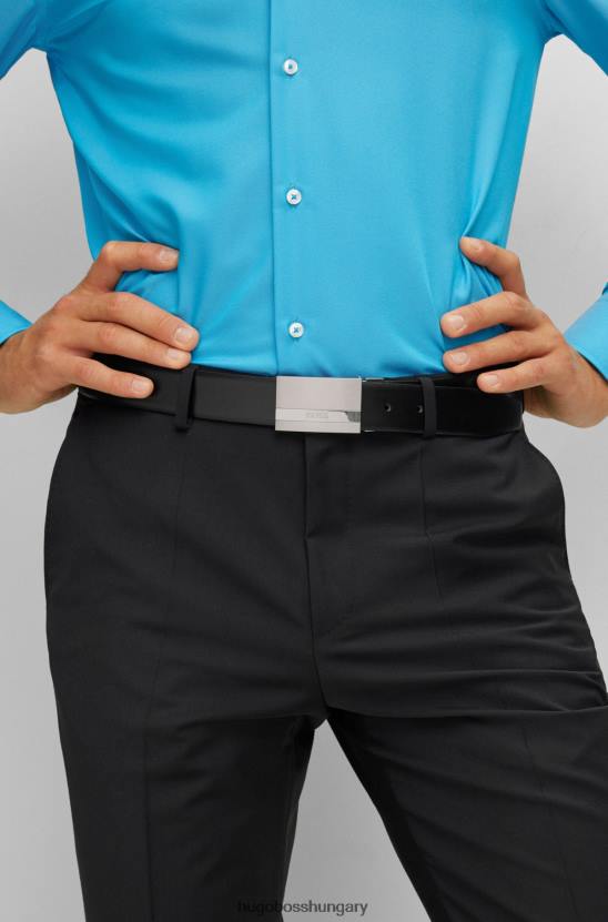 Hugo Boss visszafordítható olasz bőr öv plakettel és csatokkal fekete hugo 80P65849 fekete