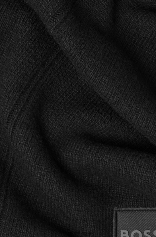 Hugo Boss egyszerű kötésű sál szőtt emblémával, fekete hugo 80P65293 fekete