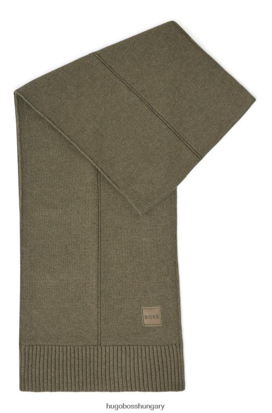 Hugo Boss egyszerű kötésű sál szőtt logóval hugo sötétzöld 80P65295 sötétzöld
