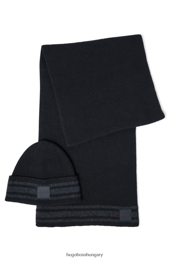 Hugo Boss fekete logós patch sál és sapka ajándék szett hugo 80P65623 fekete