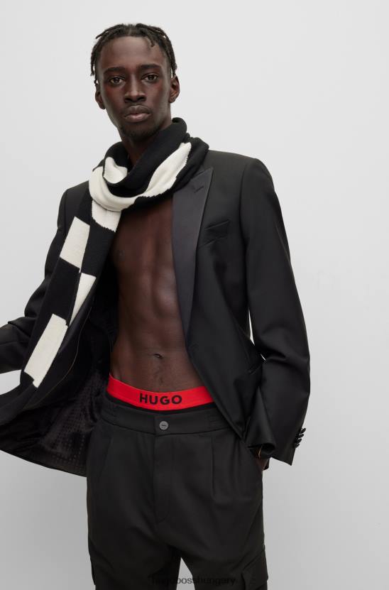 Hugo Boss kötött sál jacquard szövésű logóval, fehér hugo 80P65074 fehér