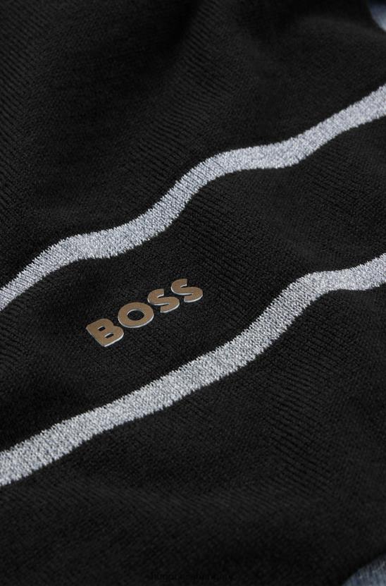 Hugo Boss sál dekoratív fényvisszaverő csíkkal és logóval hugo fekete 80P65532 fekete