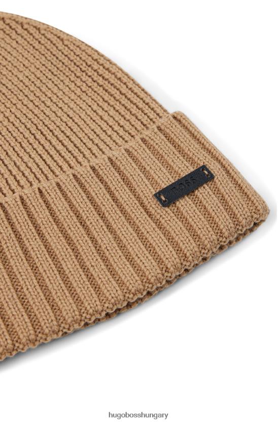Hugo Boss bézs hugo szűz gyapjú sapka műbőr logóval 80P65342 bézs