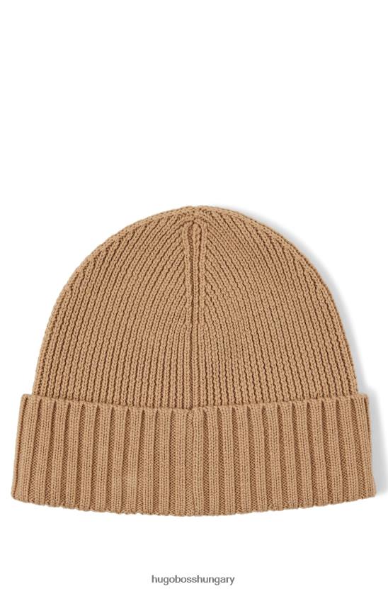 Hugo Boss bézs hugo szűz gyapjú sapka műbőr logóval 80P65342 bézs