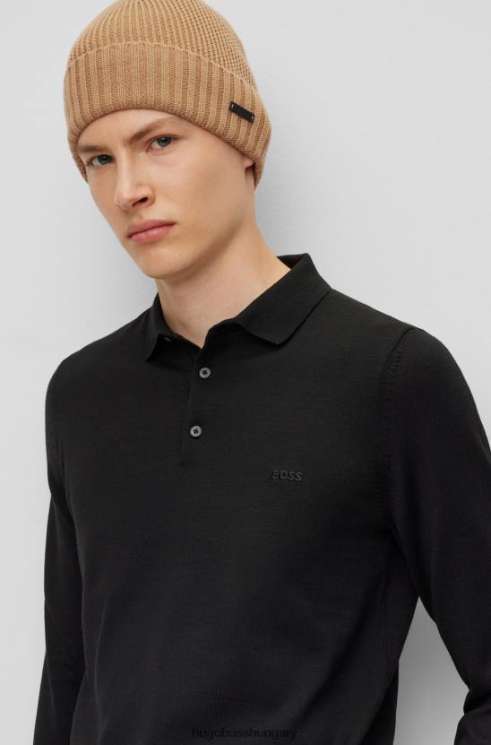 Hugo Boss bézs hugo szűz gyapjú sapka műbőr logóval 80P65342 bézs