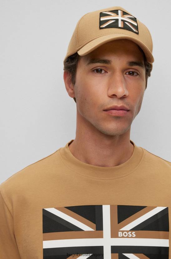 Hugo Boss bézs pamut-twill sapka márkás union jack hugo-val 80P65315 bézs