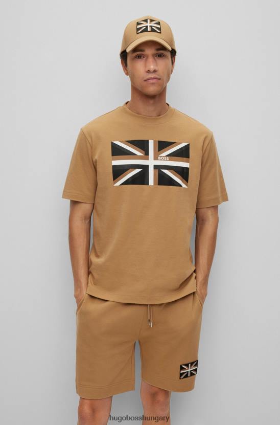 Hugo Boss bézs pamut-twill sapka márkás union jack hugo-val 80P65315 bézs