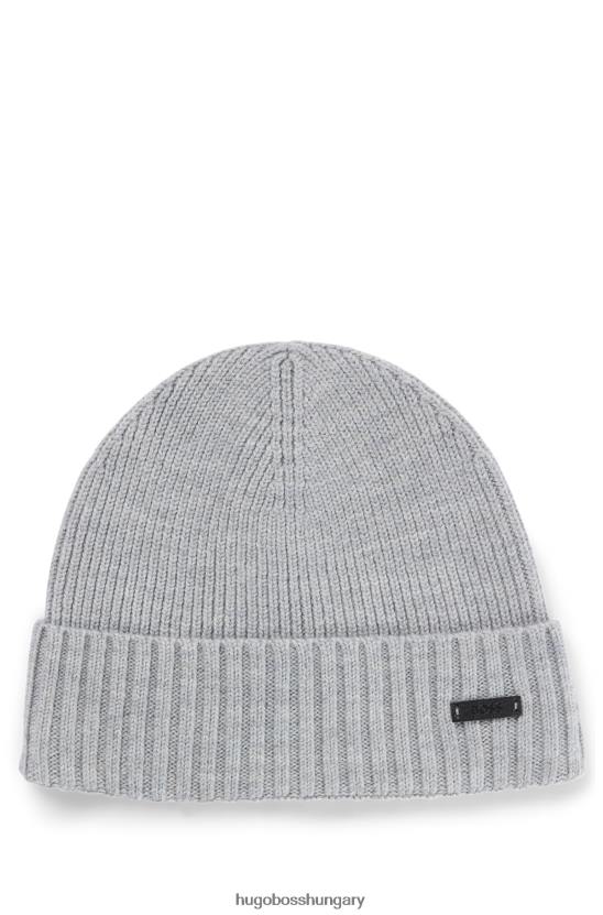 Hugo Boss ezüst szűz-gyapjú sapka műbőr logóval hugo folttal 80P65340 ezüst