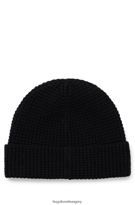Hugo Boss fekete hugo gyapjúkeverék sapka logós kitűzővel 80P65846 fekete