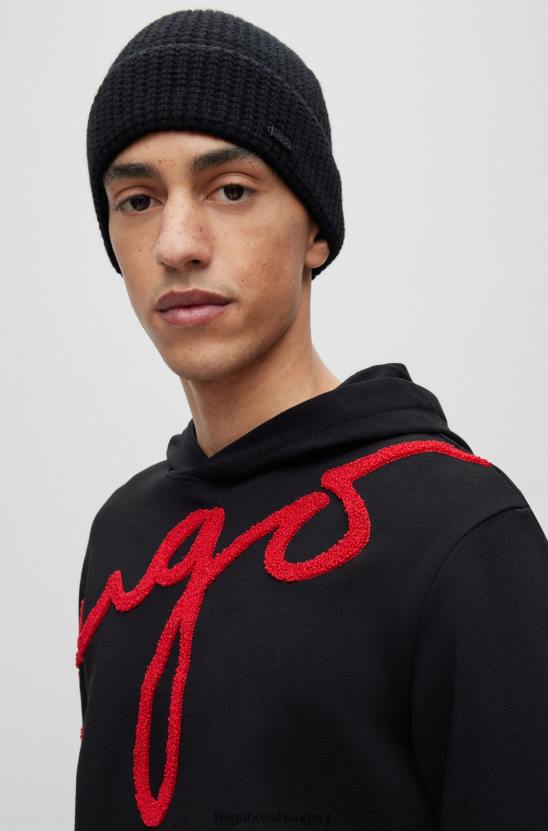 Hugo Boss fekete hugo gyapjúkeverék sapka logós kitűzővel 80P65846 fekete