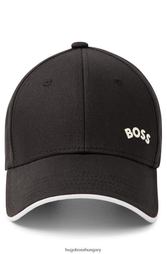 Hugo Boss fekete hugo pamut-twill sapka kontrasztos logóval és domborítással 80P65190 fekete