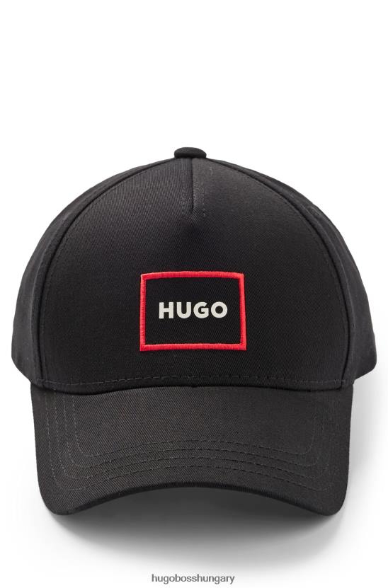 Hugo Boss fekete hugo pamut twill sapka piros keretes logóval 80P65540 fekete