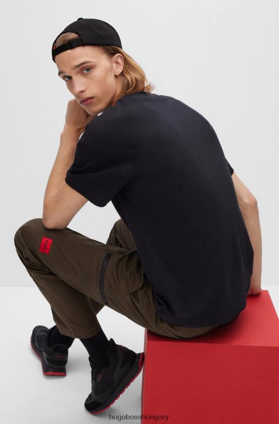 Hugo Boss fekete hugo pamut twill sapka piros keretes logóval 80P65540 fekete