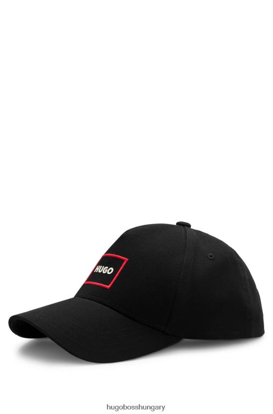 Hugo Boss fekete hugo pamut twill sapka piros keretes logóval 80P65540 fekete