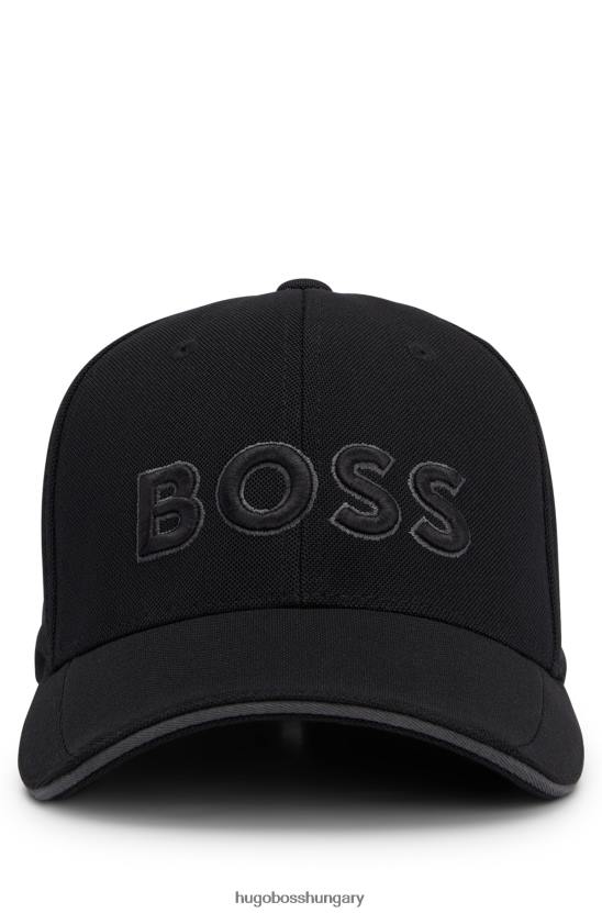 Hugo Boss fekete piquã©-hálós sapka 3d hímzett hugo logóval 80P65162 fekete