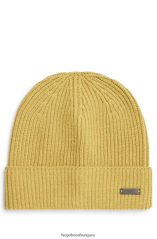 Hugo Boss hugo beanie sapka szűz gyapjúból, világoszöld műbőr logóval 80P65404 világos zöld