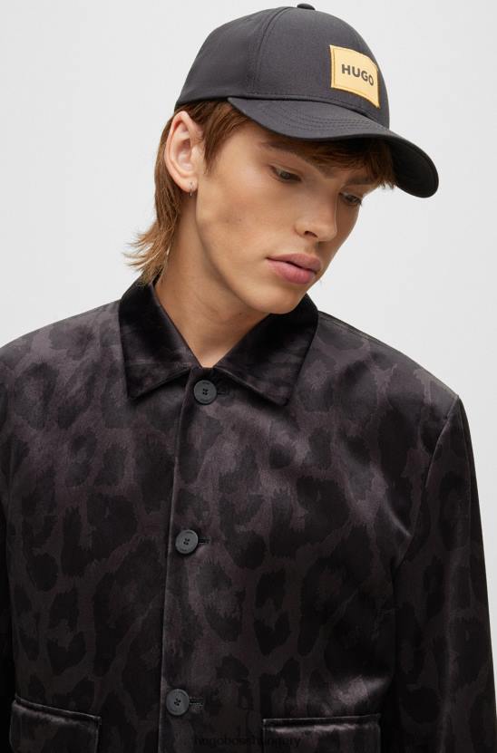 Hugo Boss hugo fekete pamut-twill sapka fémes hatású logóval 80P65722 fekete