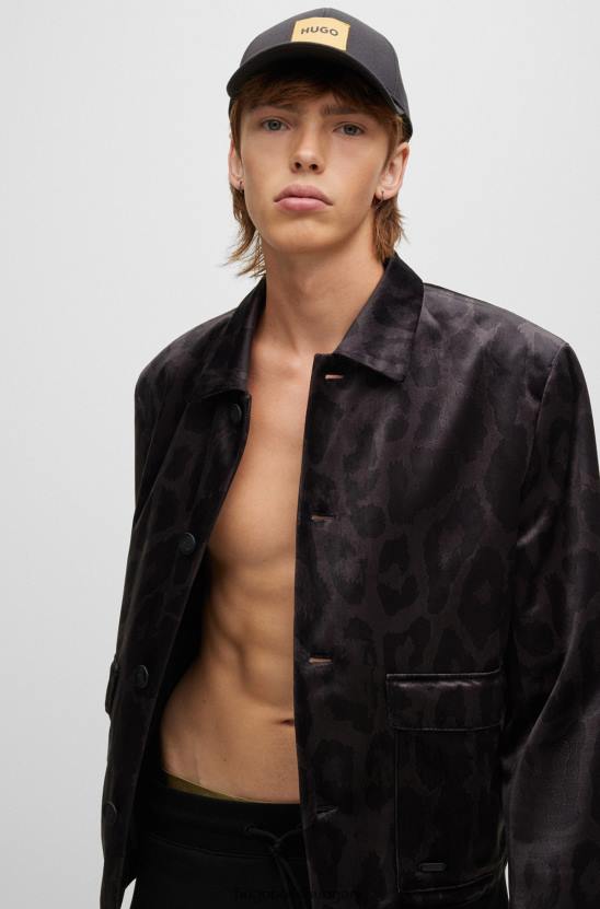 Hugo Boss hugo fekete pamut-twill sapka fémes hatású logóval 80P65722 fekete