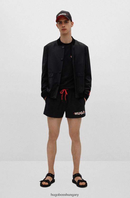 Hugo Boss hugo fekete pamut-twill sapka logóval és piros csíkkal 80P65444 fekete