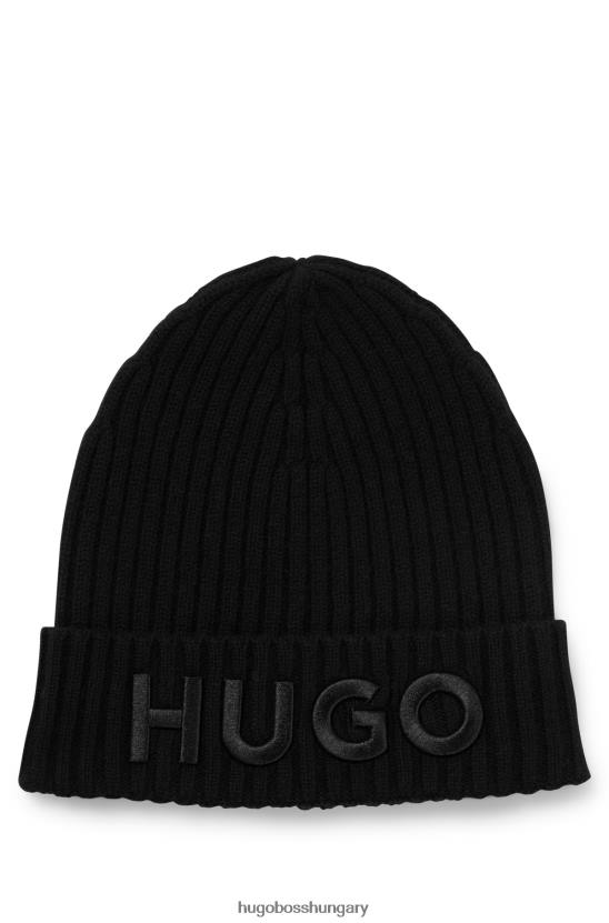 Hugo Boss hugo fekete unisex sapka szűz gyapjúból, hímzett logóval 80P65245 fekete