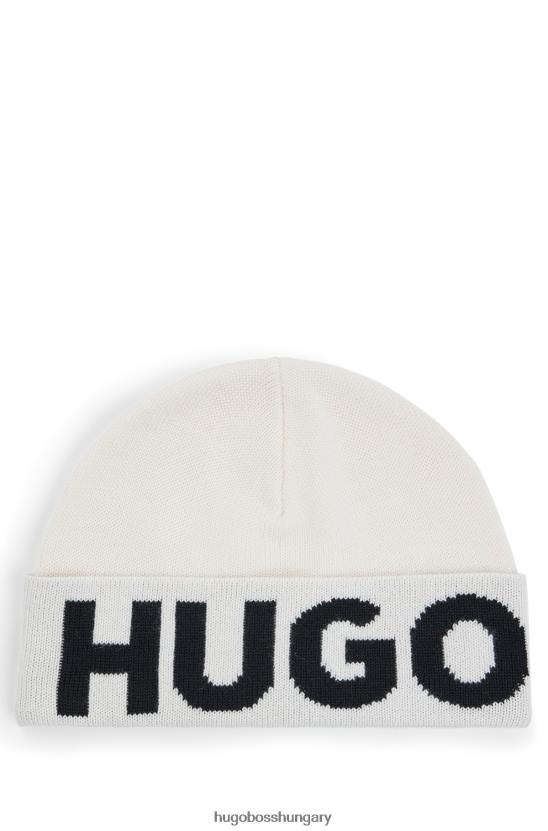 Hugo Boss jacquard szőtt kontraszt logóval fehér hugo sapka 80P65842 fehér