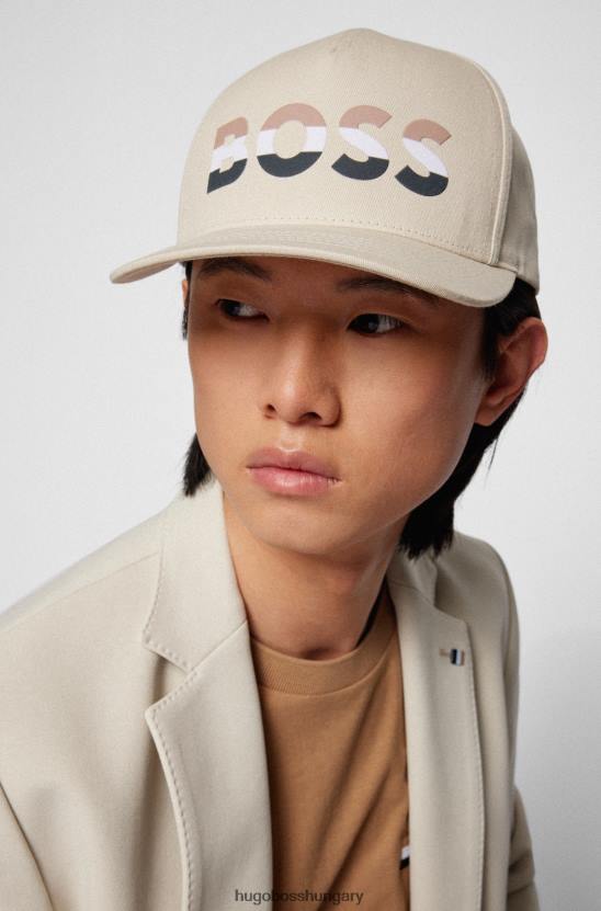 Hugo Boss pamut twill sapka új szezon logóval hugo világos bézs 80P65498 világos bézs
