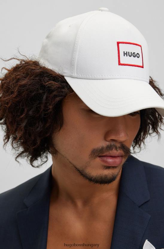 Hugo Boss pamut twill sapka piros keretes logóval hugo white 80P65539 fehér