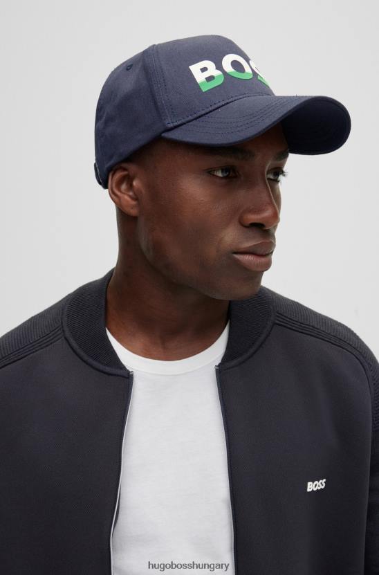 Hugo Boss pamut twill sapka színblokkolt logóval, sötétkék hugo nyomattal 80P65414 sötétkék