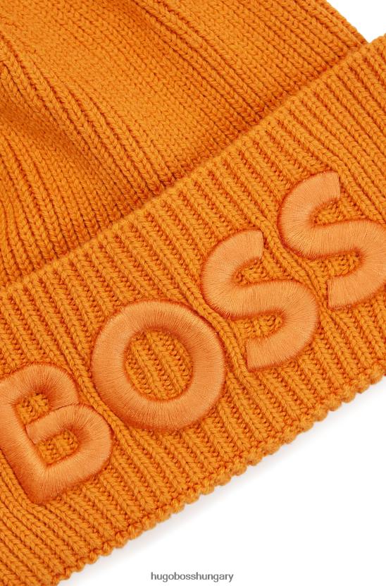 Hugo Boss sötét narancssárga pamutkeverék sapka 3d hímzett hugo logóval 80P65131 sötét narancs