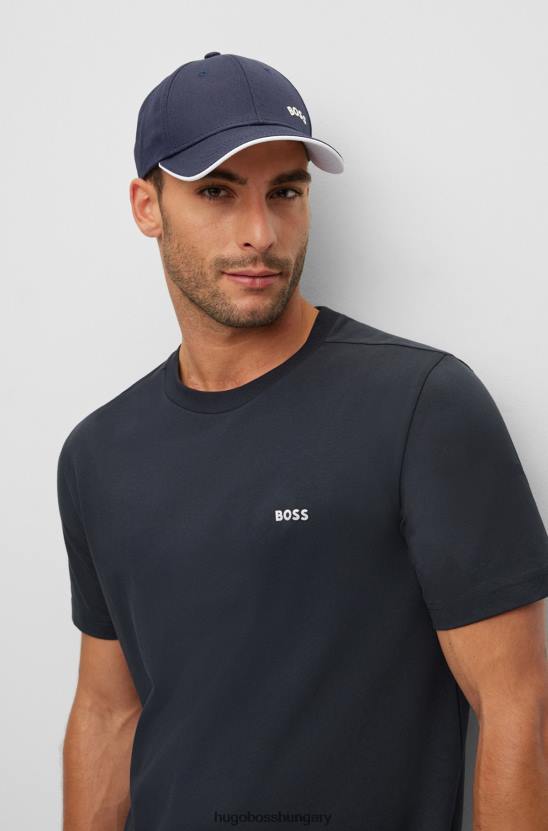 Hugo Boss sötétkék pamut-twill sapka kontrasztos logóval és kibillenthető hugoval 80P65188 sötétkék