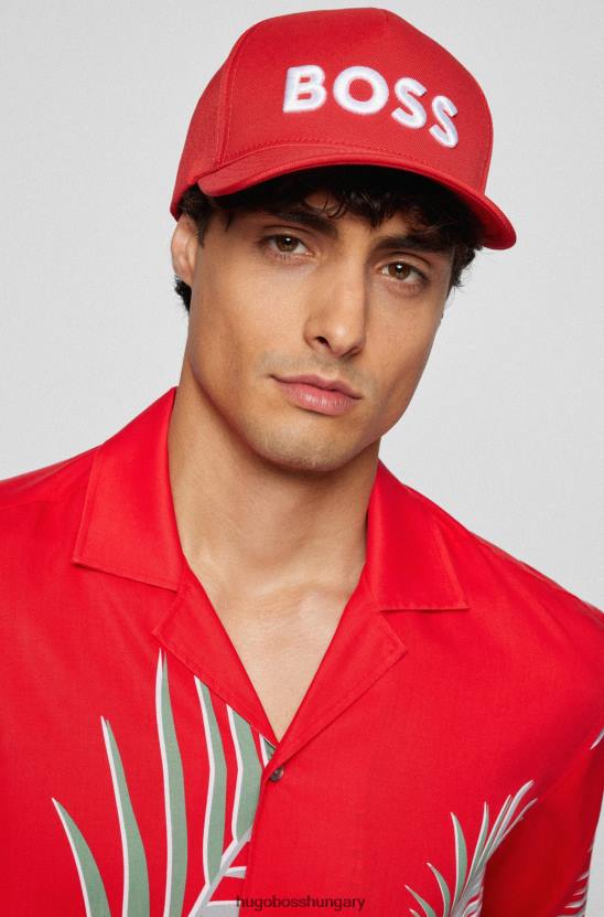 Hugo Boss sztreccs twill sapka hímzett logóval, piros hugoval 80P65446 piros