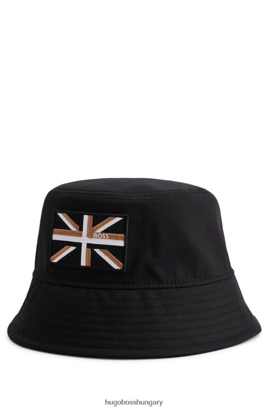 Hugo Boss union-jack bucket sapka brit millerain pamut fekete hugo színben 80P65589 fekete